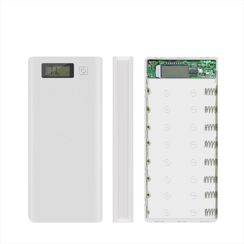 8x18650 Flashlight Battery Charger Box Power Bank Holder DIY Shell Case Dual USB 18650 Battery Shell Storage Organize: White