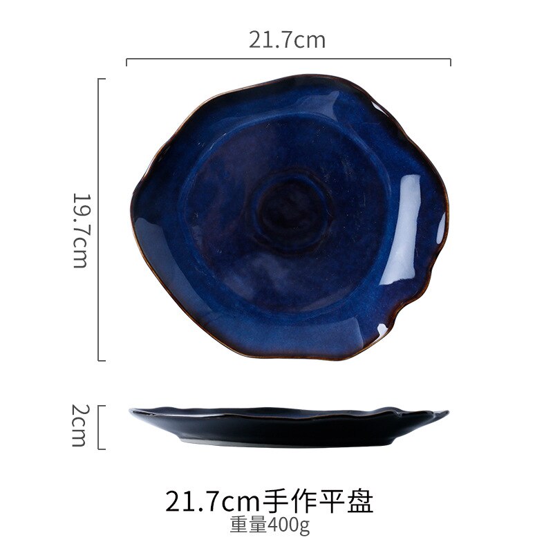 Ceramic Food Dish Flat Plate Pottery Irregular Dish Dinnerware Dishes Western Tableware Household Plate: M