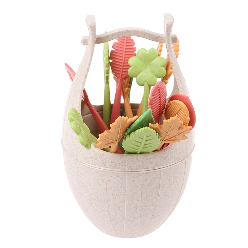 16 sztuk widelec robić owoców owoce wykałaczka obiad deser ciasto wybierać dla dzieci dekoracje na domowe przyjęcie beczki liści: beige