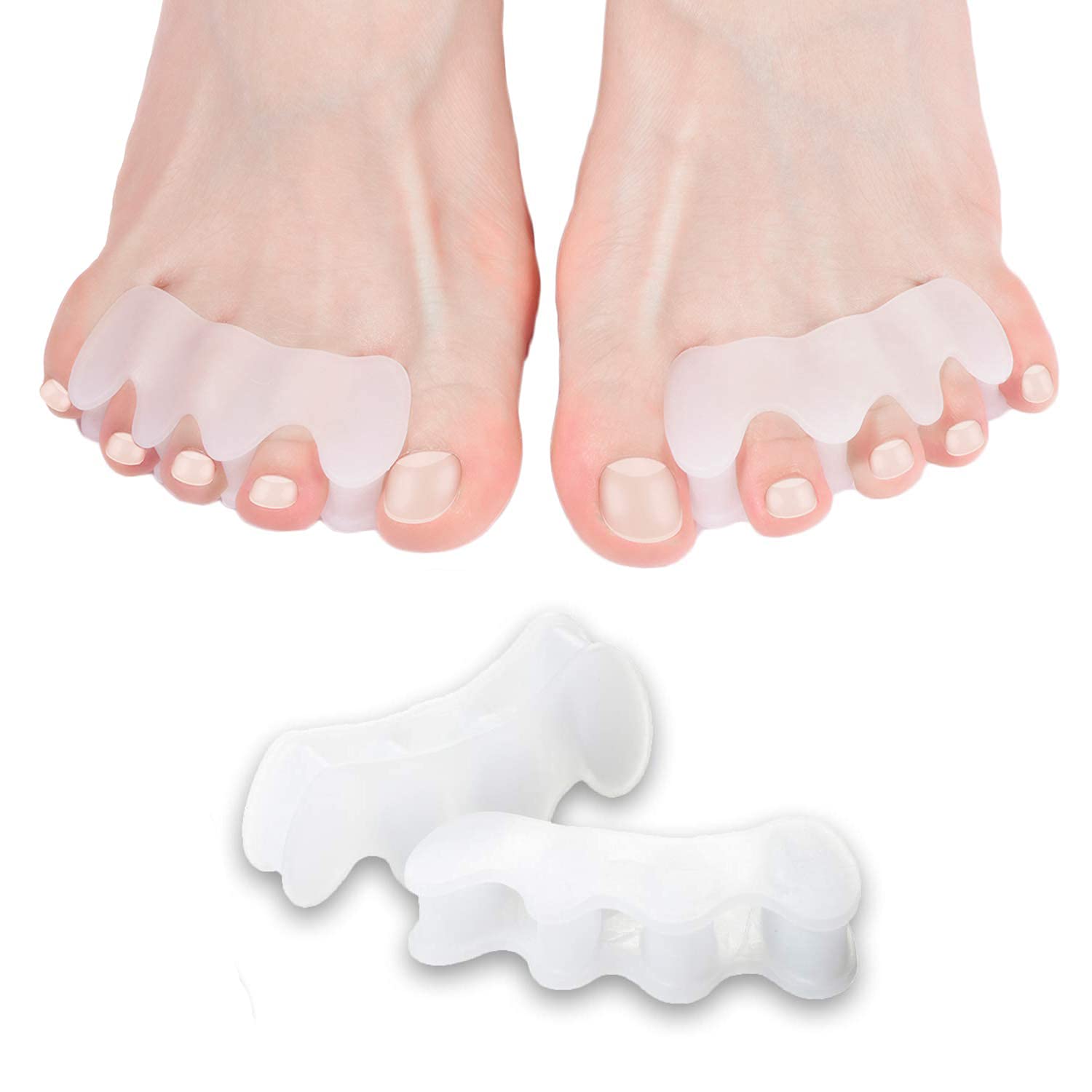 Separadores de dedos de los pies para corregir juanetes y restaurar los dedos de los pies a su forma Original, estirador de dedos del pie alisador correctores de dedos grandes, 1/2 pares