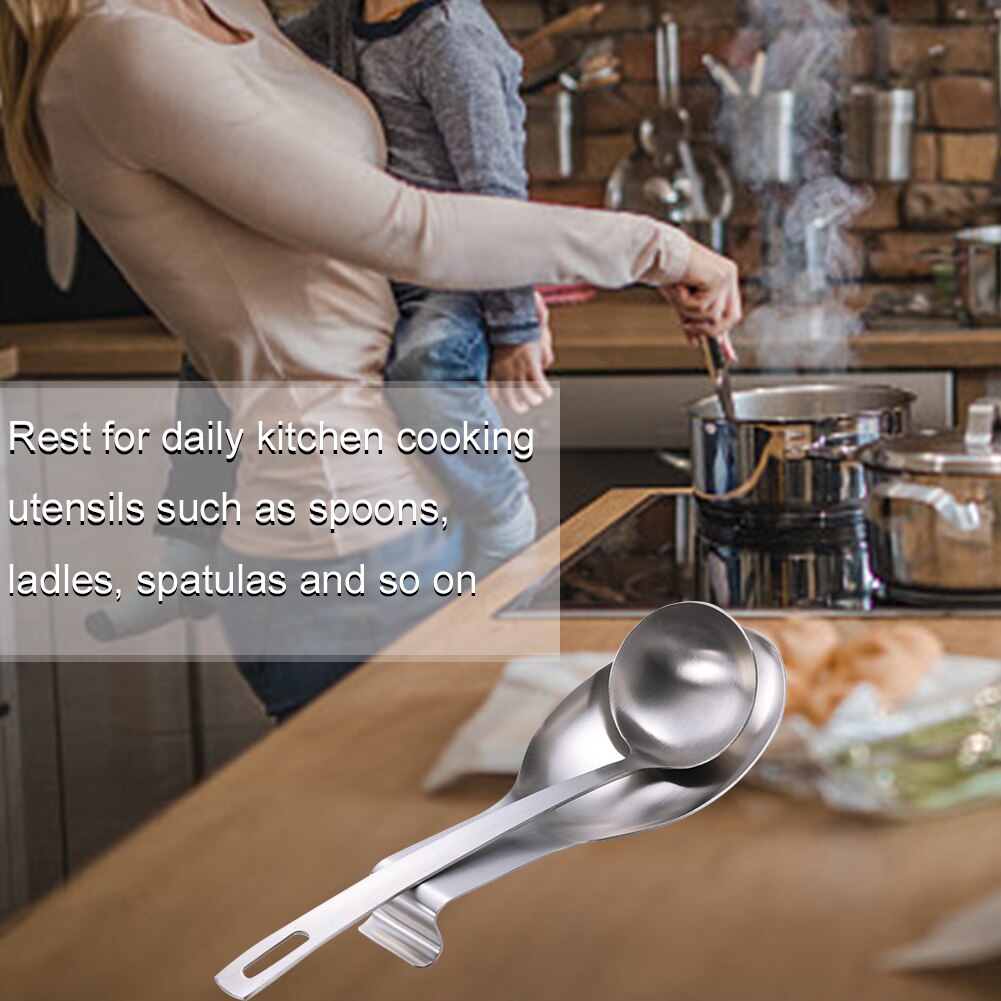 Home Spoon Rest Stainless Steel Spatula Holder Easy Clean Dishwasher Safe Rustproof Smooth Stable Kitchen Storage Wall Hanging