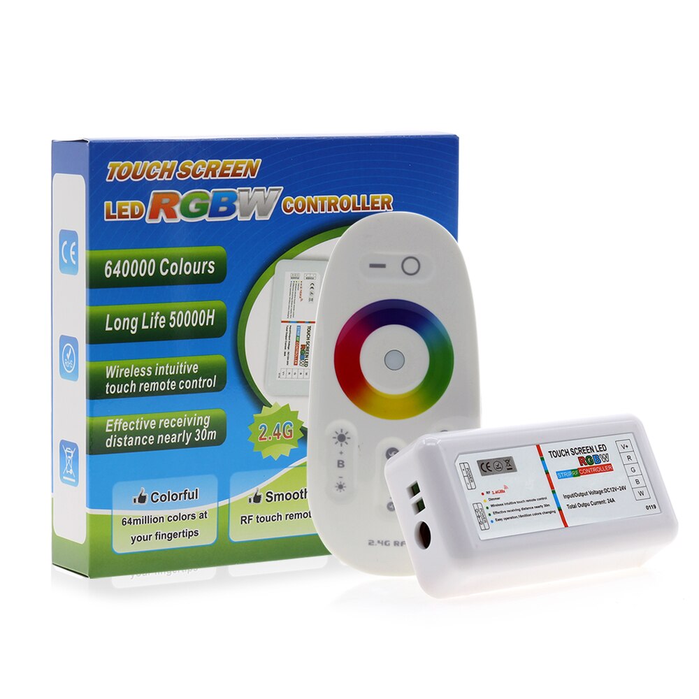 Touch screen rgb / rgbw led controller  dc12-24v 2.4g trådløs rf controller med fjernbetjening til rgb rgbw rgbww led strip lys 5050
