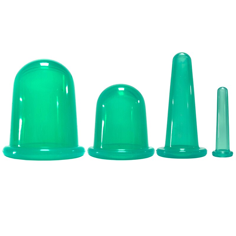 2/4Pcs Pot Vacuüm Cupping Blikjes Voor Massage Ventosa Celulitis Zuignap Zuignappen Gezicht Massage Blikjes Anti cellulitis Voor Body: 4PCS Green