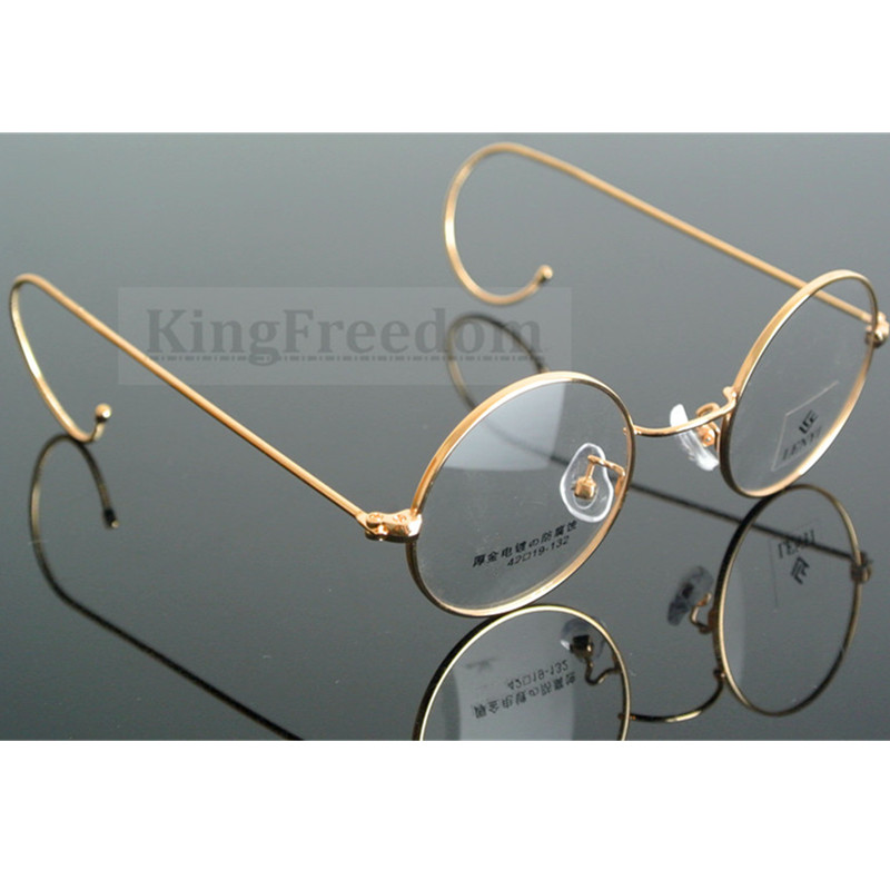 42mm små vintage runda antika trådfälg metall glasögonbågar guld gunmetal full rim glasögon myopia rx able