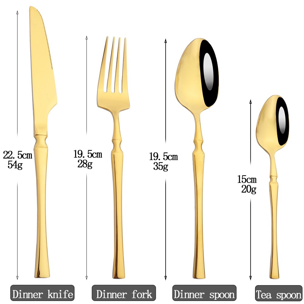 Couverts arc-en-ciel en acier inoxydable 304, 24 pièces, miroir, vaisselle, couteau, fourchette, cuillère à thé, couverts de cuisine, service d'argenterie