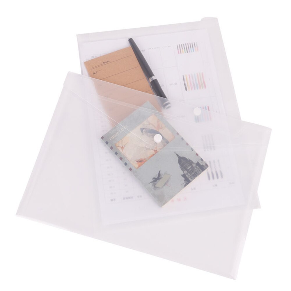 Envelope Folder With Snap Button Document Holder A4 Size For Office Transparent Waterproof