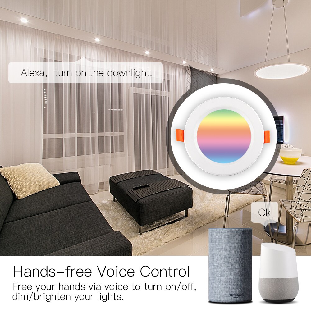 Wifi smart led downlight dæmpning rund spot lys 7w rgb farve skiftende 2700k-6500k varmt køligt lys arbejde med alexa google home