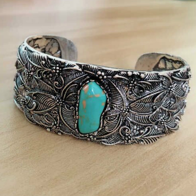 Vintage Gesneden Etnische Manchet Leaf Armband Punk Bohemian Opening Bangles Bladeren Armbanden Armband Voor Vrouwen Bruiloft Sieraden Z5J684