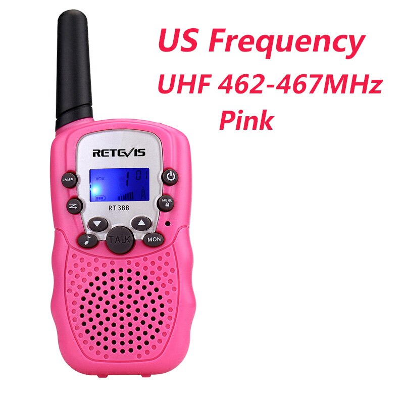 1pc Mini Walkie Talkie Kids Radio Retevis RT388 0.5W UHF 462-467MHz US Frequency Portable Two Way Radio J7027: US Pink