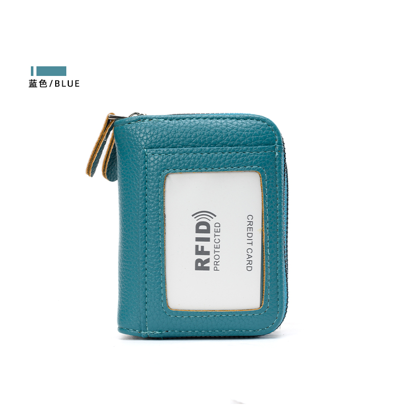 RFID odporne na rozmagnesowanie etui na karty organowe transgraniczne, gorąco sprzedające się wielofunkcyjne etui na karty zabezpieczenie przed kradzieżą etui na karty podwójny zamek błyskawiczny: Niebieski
