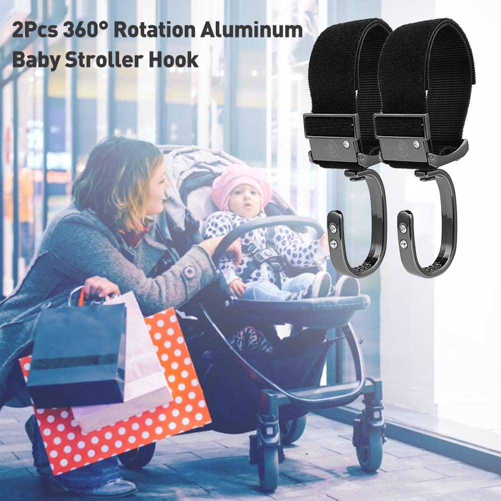 2pcs/ Baby Hanger Baby Bag Stroller Hooks Pram Rotate 360 Degree Cart Hook Accessories With Hook Loop Fastener For Storage