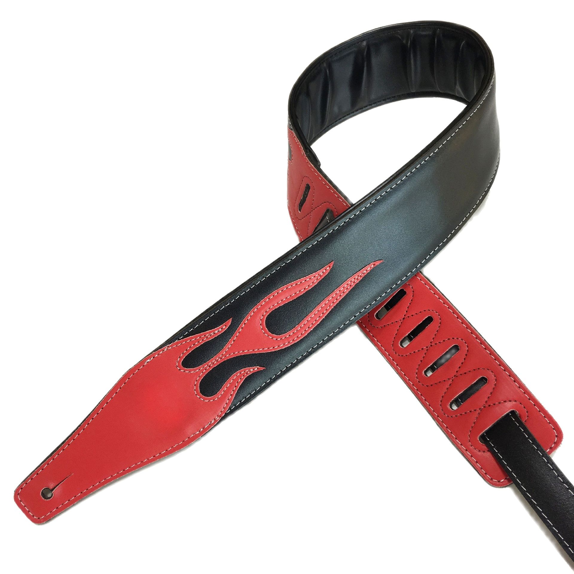 Vorson-correas de guitarra para bajo, correa de cuero con personalidad, serie llama roja, accesorios de correa de guitarra, correas de relámpago blancas y negras