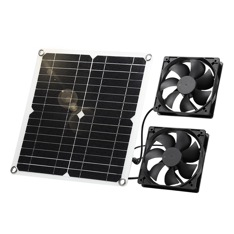 FAST-Solar Fan,12 W Solar Panel Fan, Weatherproof,With DC Double Fan For Small Chicken Coops, Greenhouses,Window Exhaust