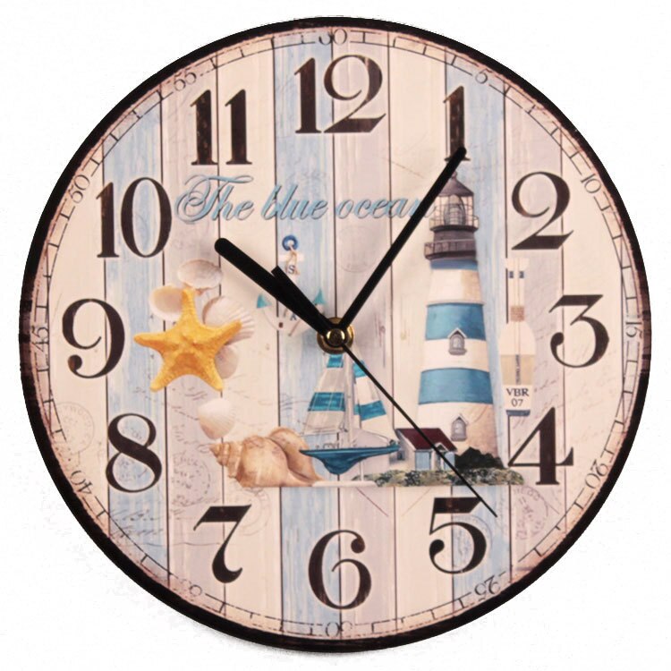 Nordic Retro Style Wooden Wall Clock Digital Wall Hanging Clock Watch Craft Office Coffee Store Home Decoration: SKU-7