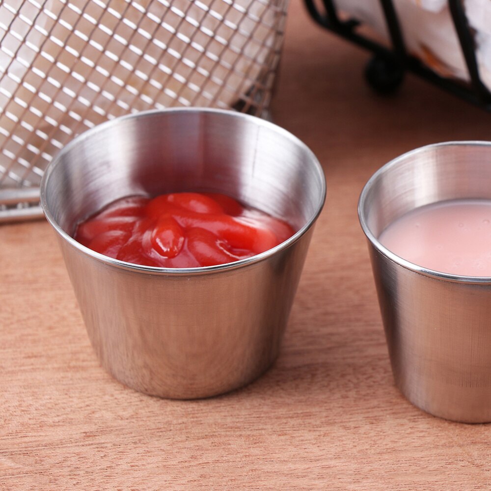 3 st av en påse rostfritt stål krydda bricka hållbar sås maträtt kryddor skålar bärbar sås tallrik för hem  (50ml 70ml och 8