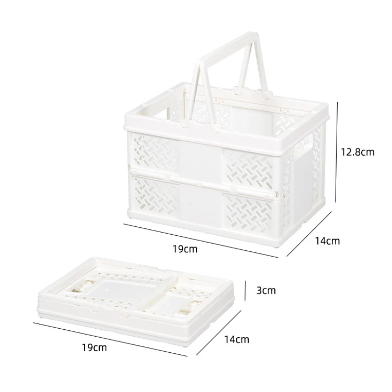 Desktop Portable Folding Storage Basket Organizer Mini Makeup Storage Box Multifunctional Snack Supermarket Shopping Basket
