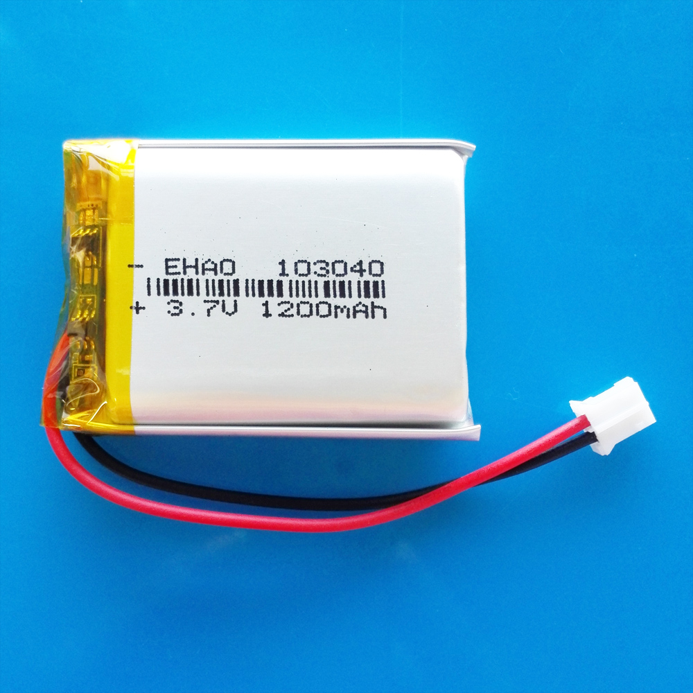 103040 3.7V 1200mAh Lipo Polymer Lithium Rechargeable Battery + JST PH 2.0mm 2pin Plug For MP3 GPS DVD Recorder Headset Camera