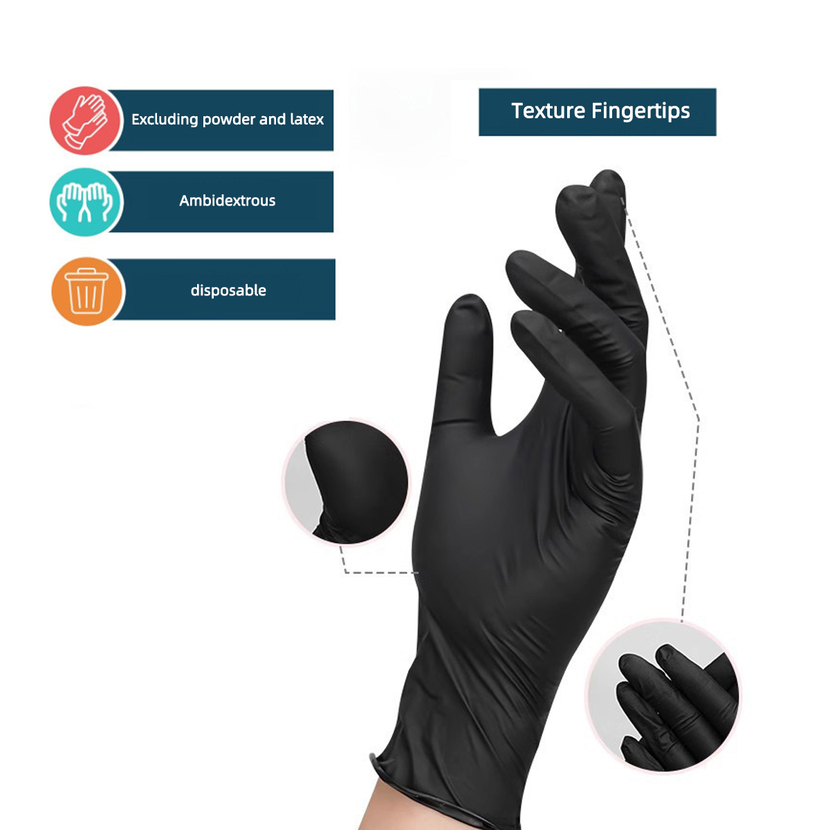Guantes desechables de nitrilo negro, herramientas de cocina para el hogar, lavado de coches, guantes de trabajo de limpieza del hogar
