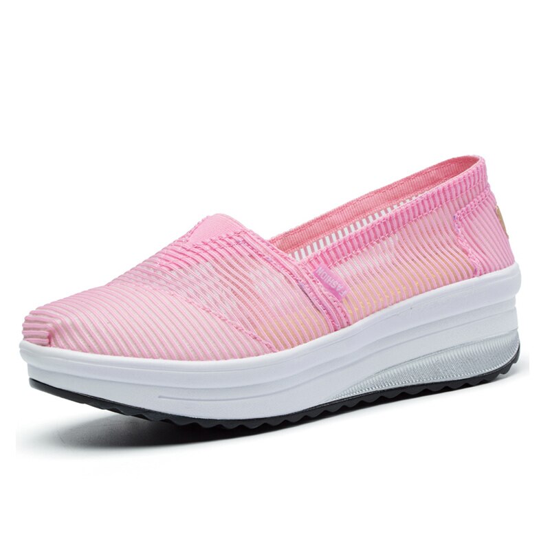 Minike Shoes Spring Sneakers Female Super Breathable Shoes Fitness Slip On Height Increasing Mesh Walking Zapatillas Mujer Shoe