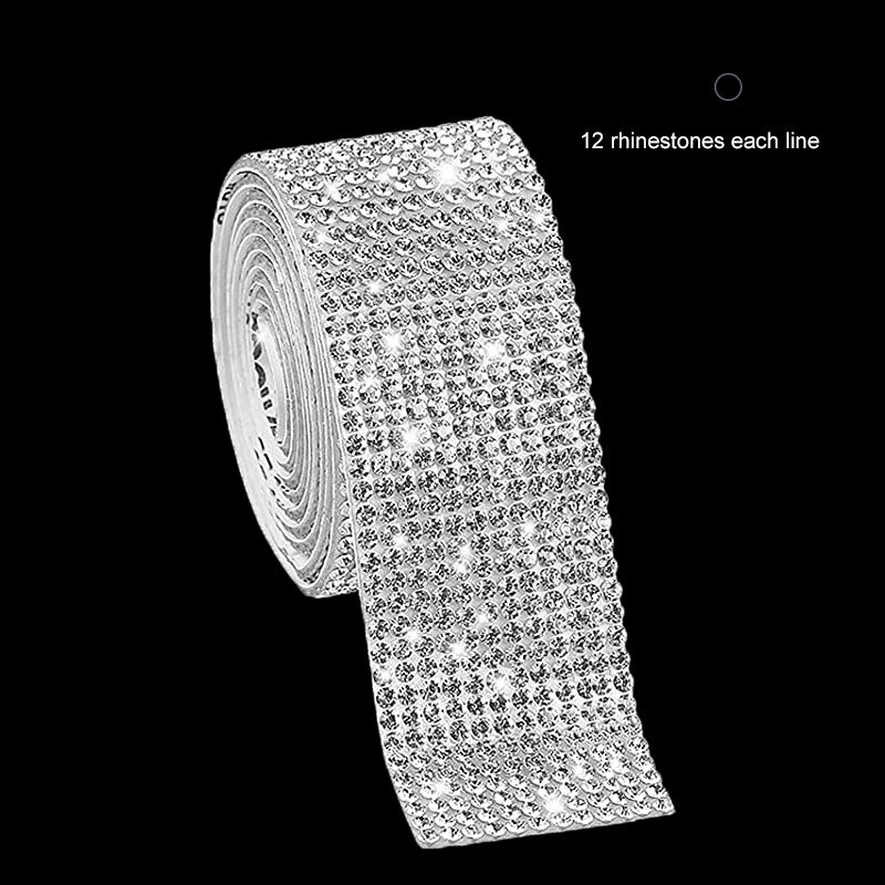 Autocolant autoadeziv cu strasuri de 1 yard, panglica cu cristale sclipitoare, autocolante pentru bijuterie de diamante pentru telefonul auto, pantofi diy, decorare haine: Latime 2.7cm