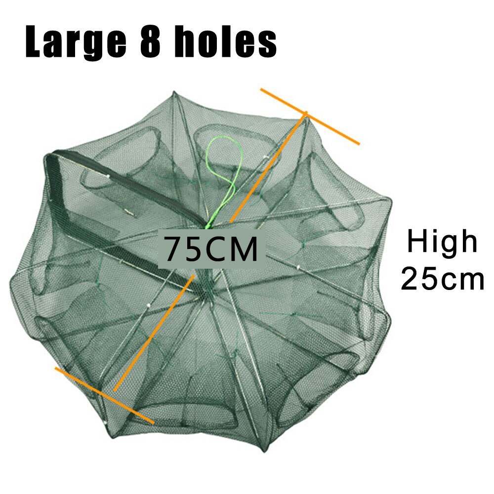 FishingLife 6/8/12/16Holes Folded Hexagon Fishing Shrimp Automatic Trap Fishing Net Fish Shrimp Minnow Crab Baits Cast Mesh Trap: L8