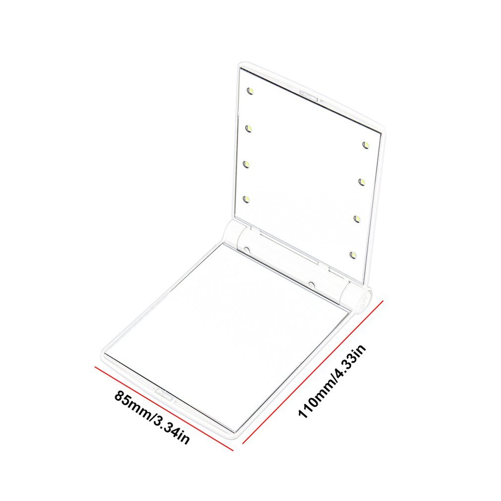 Low Power Comsumption Portable Size 8 Led Lights Women Facial Makeup Cosmetic Mirror Desktop Foldable Mirror