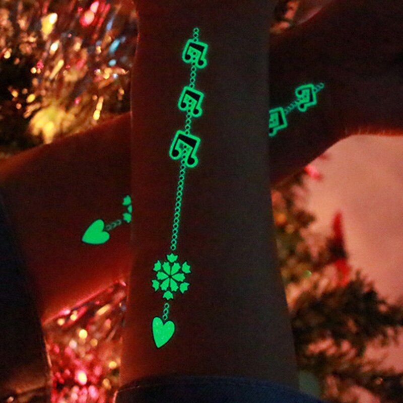Jaar Tijdelijke Lichtgevende Kerst Tattoo Stickers Vrolijk Kerst Decoraties Voor Huis Noel Navidad Xmas
