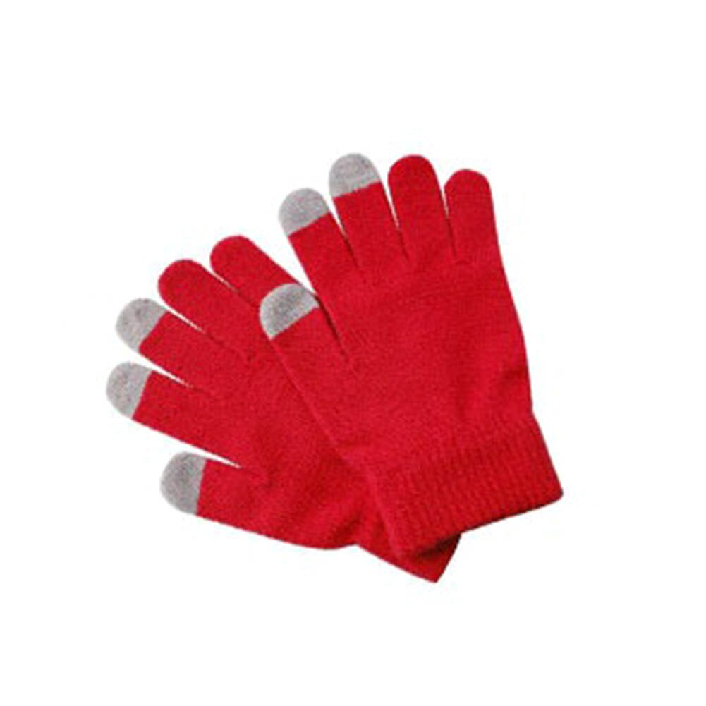 Unisex vinter varm kapacitiv strik handsker håndvarmer til berøringsskærm smart telefon kvindelige handsker fingerløse handsker: Rød