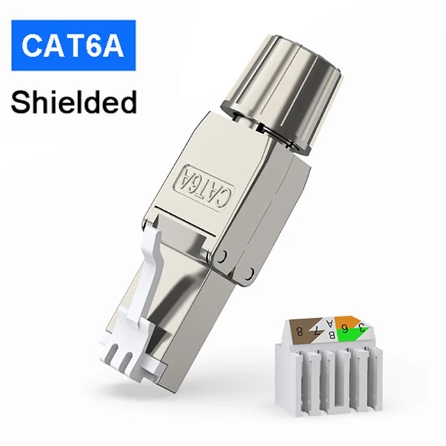 ZoeRax RJ45 Cat8 Cat7 Cat6A Connector Toolless Shielded/Unshielded Ethernet Termination Plug for 23~26AWG STP/UTP Ethernet Cable: Blue / 1.2m
