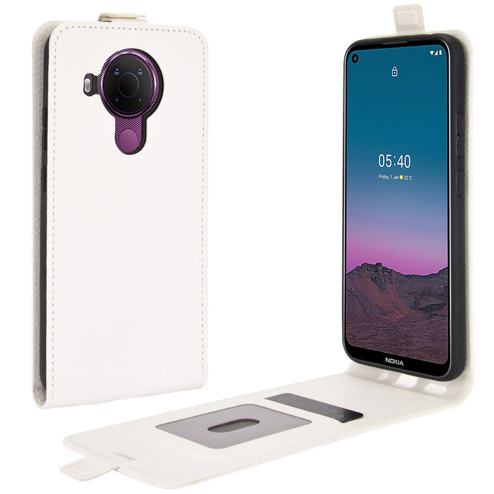 Funda de teléfono de lujo para Nokia 5,4, carcasa protectora de cuero PU con soporte para tarjeta, con tapa y soporte, para Nokia 5,4 de 6,39 pulgadas: White 1