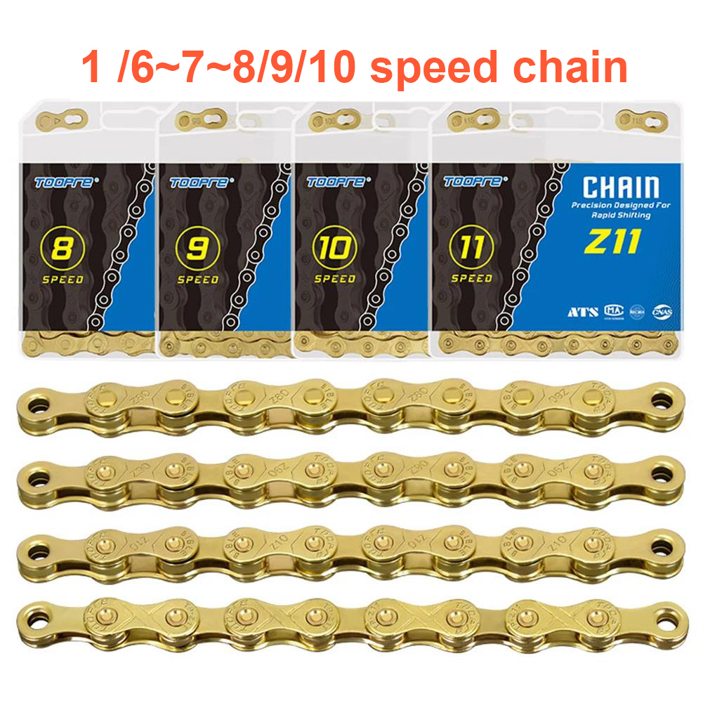 Cadenas de bicicleta 1/8/9/10/11/12 cadena de velocidad velocidad Variable montaña MTB bicicleta de carretera cadenas antioxidantes accesorios de ciclismo dorados