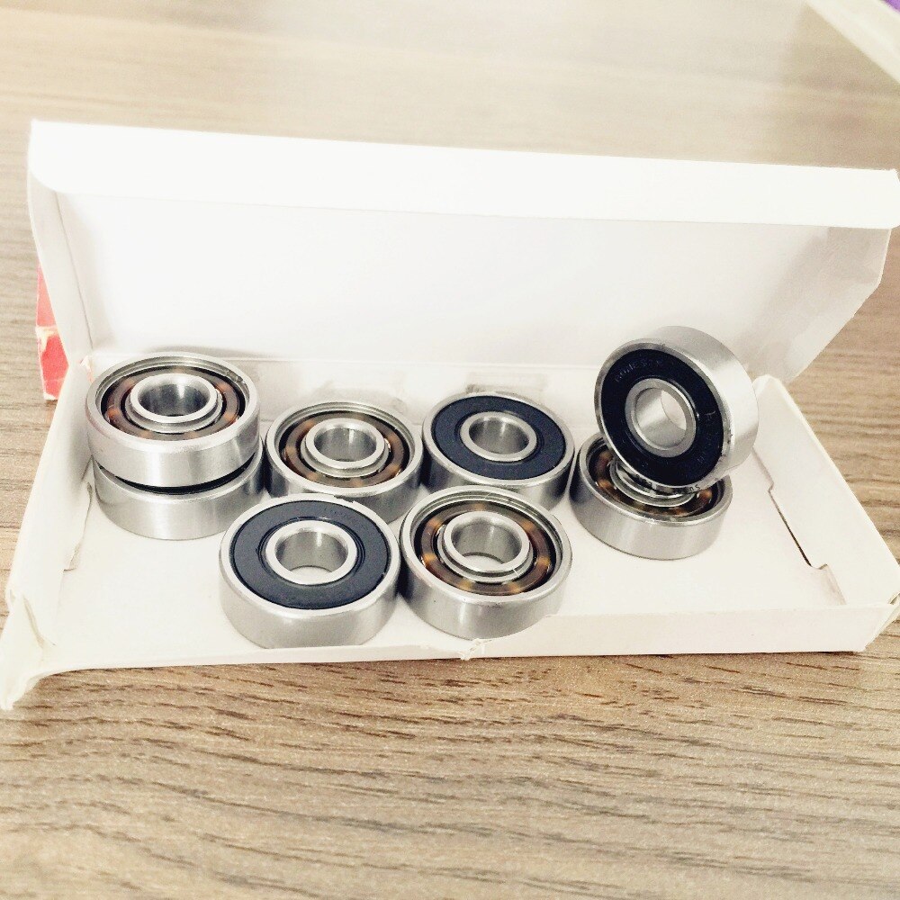 8pcs/box Famous Swiss Bearing 608rs with spacers and sticker for Longboard Double Rocker Fidget Spinners Roller sk8 Bearing 608
