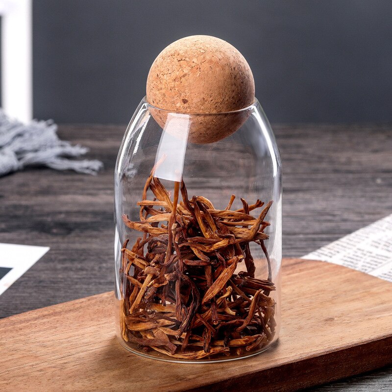 Frascos de vidrio para almacenamiento de café, té, latas selladas de corcho, granos de café, frutas secas, tarros de almacenamiento