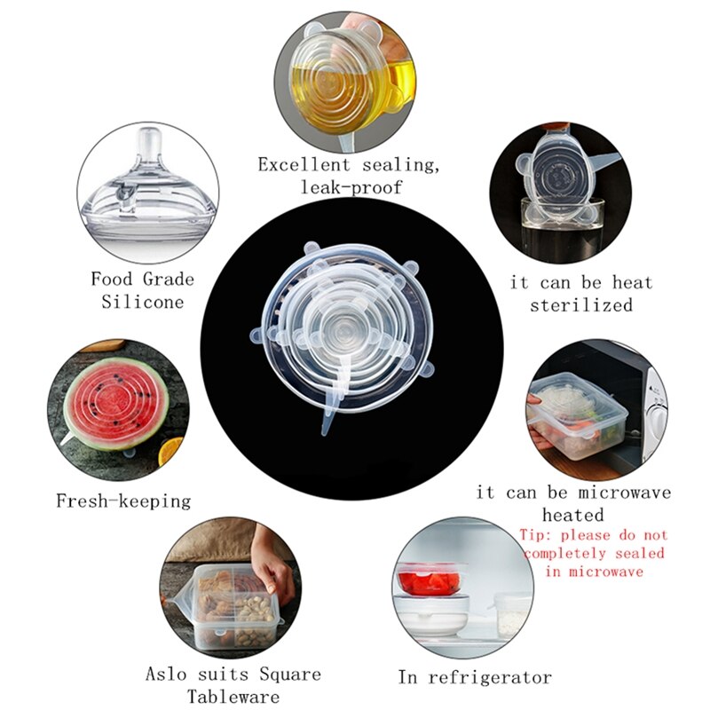 2Pcs Siliconen Caps Zuig Pan Deksel Stretch Deksels Vacuüm Seal Zuig Siliconen Covers Voedsel Wrap Kom Pot Deksel Keuken accessoires