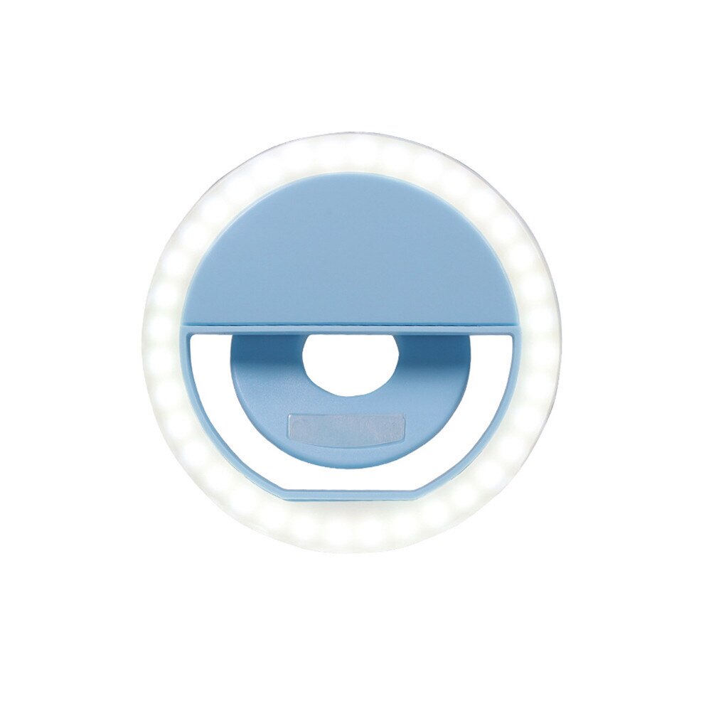 Portable Led Selfie Ring Light Universal Mobile Phone Clip Ring Lamp Flash Lens Beauty Phone Holder Fill Lamp Women Selfie Light: Blue