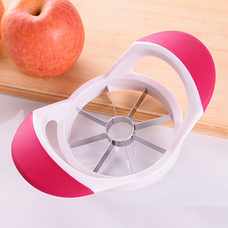 Cortador de manzanas para cocina, utensilio divisor de fruta y pera, mango cómodo para pelador de manzana de cocina, artículos diarios para el hogar: Rojo