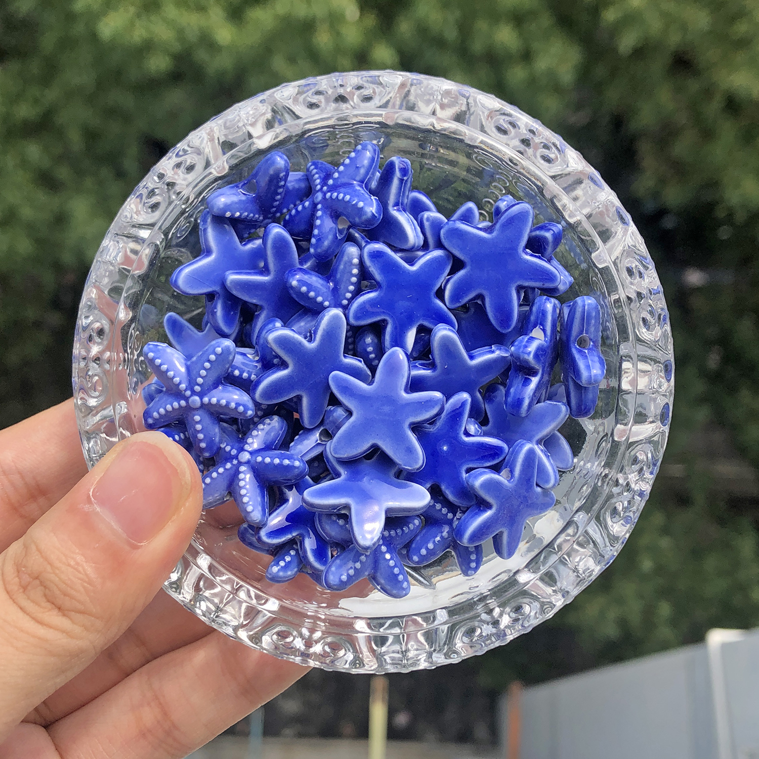 10 stk. søstjerneformede keramiske perler, 18mm farverige glaserede porcelænsperler, håndlavede til smykkefremstilling, gør-det-selv vedhæng, håndværk og tilbehør.: Kamel / 18mm