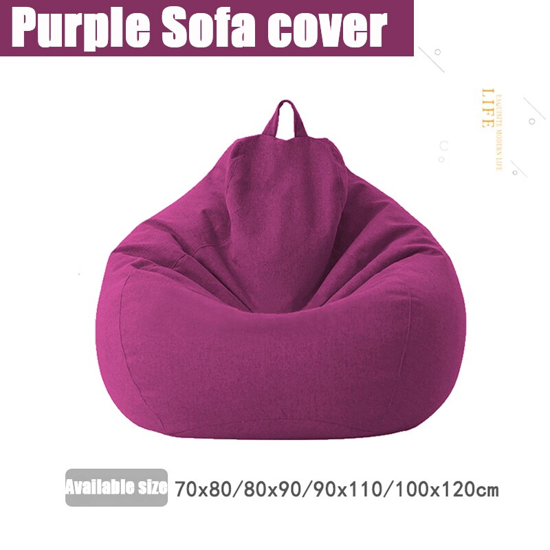 Housse de canapé bouffante sans remplissage, en tissu de lin, siège long, Pouf bouffant, Tatami, Salon: Purple-Sofa cover / 70X80cm