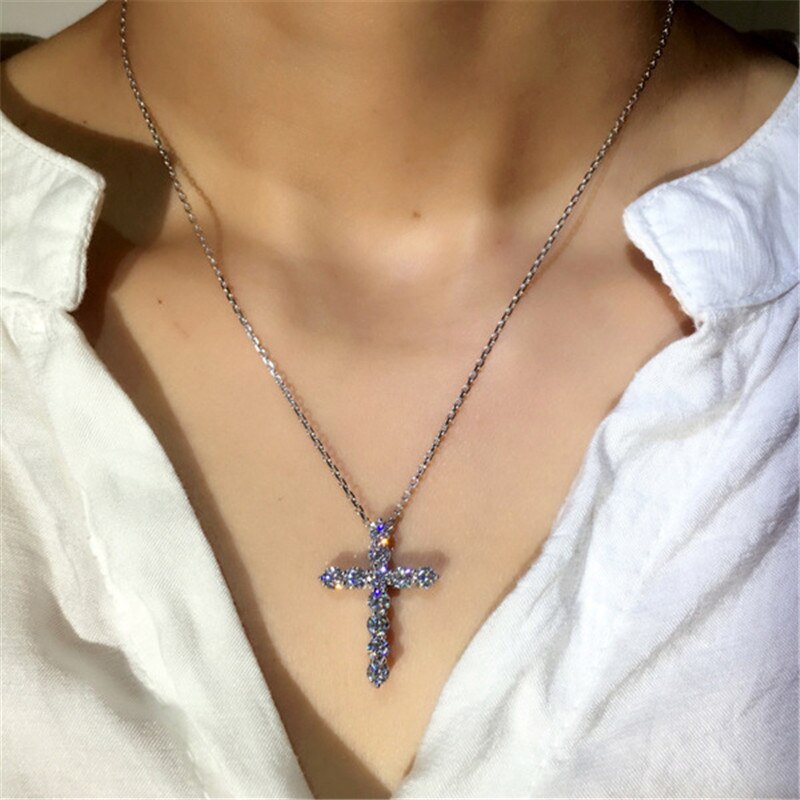 Cc  s925 halskæder vedhæng til kvinder sølv farve kors christian zirconia vedhæng halskæde kæde krave ccn 704