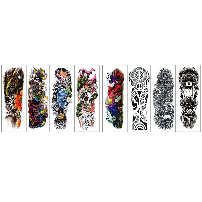 8Pcs Waterproof Temporary Tattoos Sticker Full Arm Pattern Tattoos Applique Arm Full Arm Tattoos Sticker 48X17cm (9/10/11/12, 17
