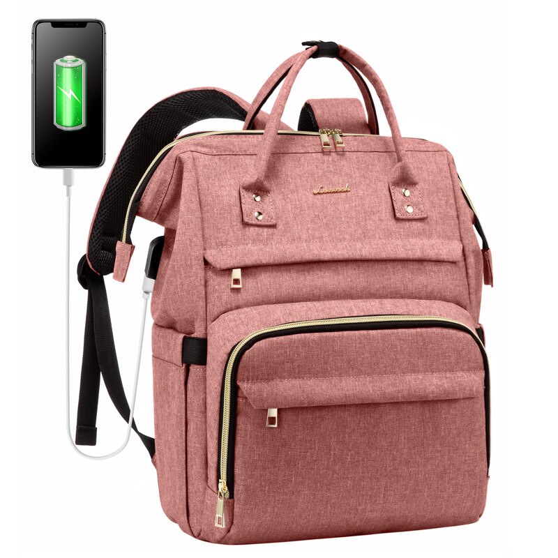 LOVEVOOK women laptop backpacks multifunctional canvas backpacks unisex waterproof anti-thieft backpacks for school work travel: Pink