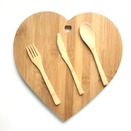 Wood Cutting Board With Bamboo Kitchen Utensil Set: B