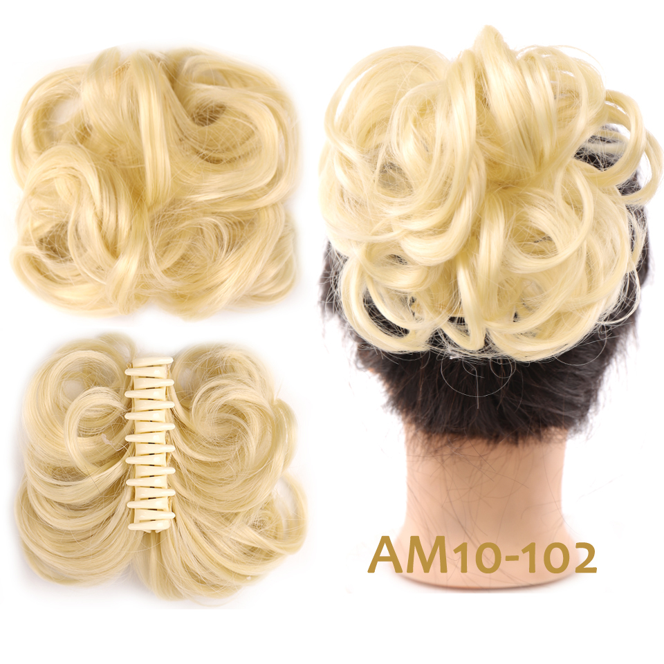 LM chaotisch lockig kurz Kunsthaarverlängerung Chignon Krapfen Rolle Brötchen Perücke Klaue Clip in Haarteil für Frauen
