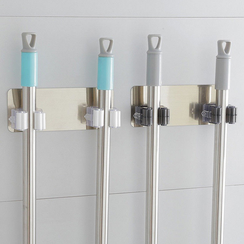 Uchwyt ścienny organizator na mopa uchwyt stojak samoprzylepna szczotka wieszak na miotły hak kuchnia łazienka mopy półeczki na drobiazgi