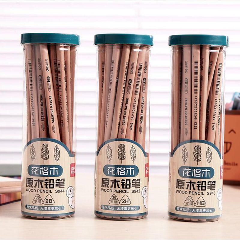 10Pcs/lot Black Triangular Standard Pencils 2H HB 2B Nature Raw Wooden Pencil Drawing Pencil Writing Stationery