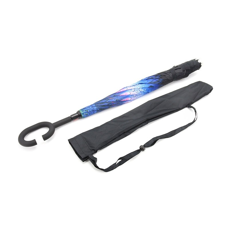 Windproof Reverse Umbrella Folding Double Layer Inverted Chuva Umbrellas Self Stand Inside Out Door Umbrella Hands free parasol