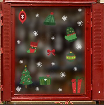 Christmas-dressed Owl On A Tree Branch Wall Stickers Wall Window Christmas -year Christmas Festival Stickers Decoration: L