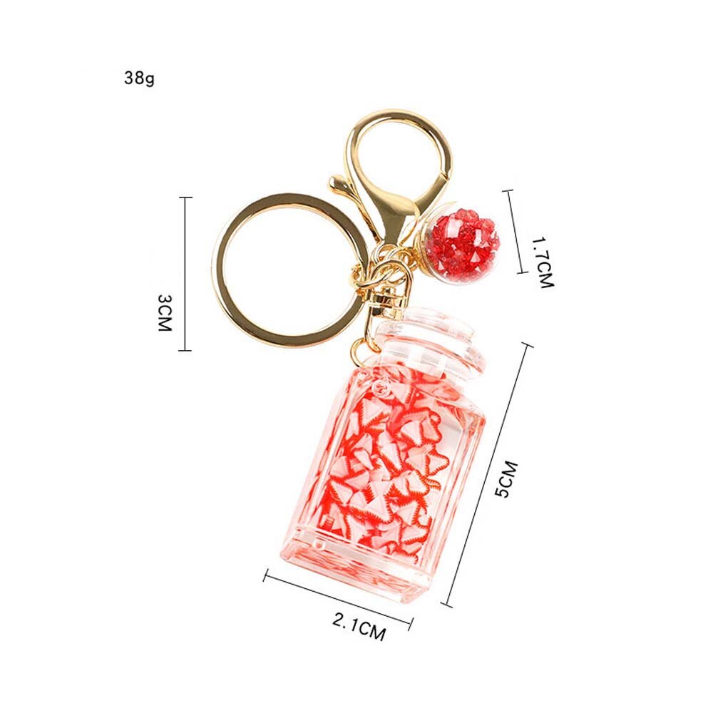 1 pcs Quicksand Bottle Glitter Key Chain Cartoon Liquid Floating Fruit Keychain Keyring Backpack Pendant for Women