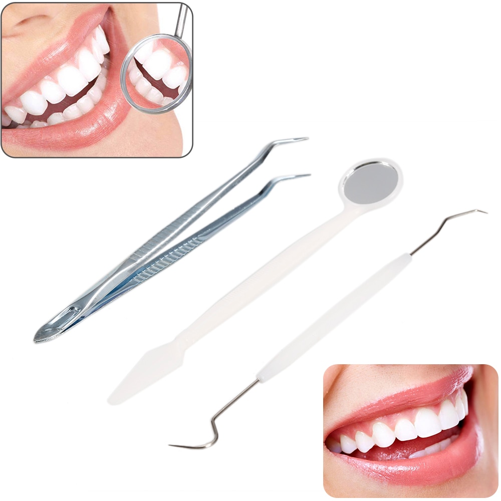 Y&w& f 3 stk rustfrit stål tandinstrumenter sæt tandundersøgelse tand mund spejl sonde scaler sæt tænder ren hygiejne