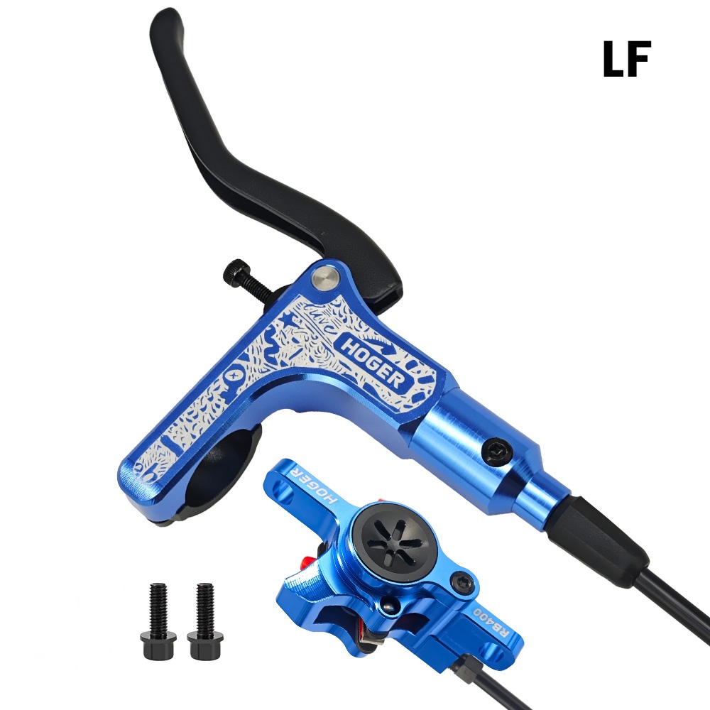 HOGER MTB Fahrrad Hydraulische Scheibenbremse Set 160mm Rotoren Öl Bremssattel Platte Vorne Hinten Mountainbike Klemme 22,2mm Griff EINE Säule: Navy Blau